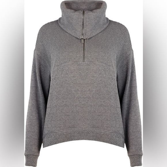 Sweaty Betty Sweaters - Sweaty Betty Restful Bouclé Half Zip Pullover charcoal marl size 10/Large